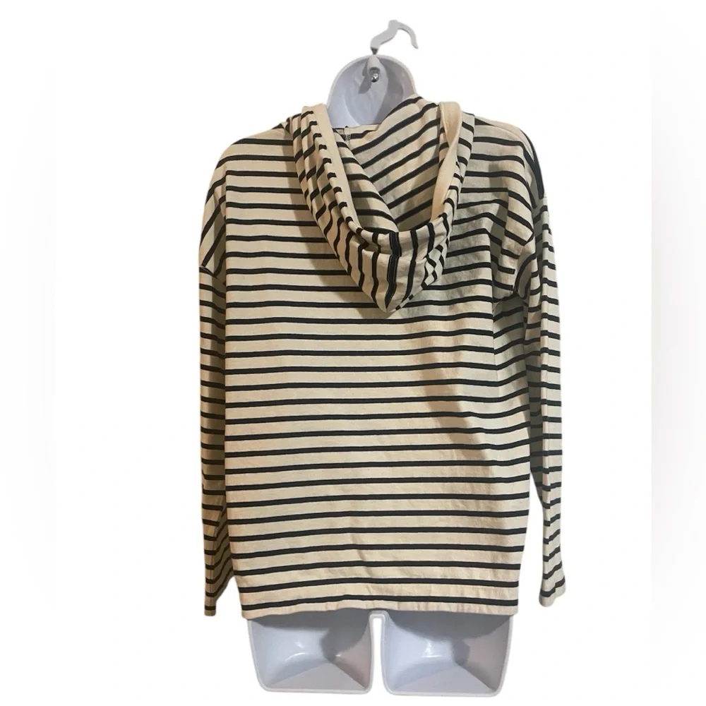 J. Crew Patch Pocket Hoodie Striped Mariner Cloth in Natural‎ Navy Maly Stripe